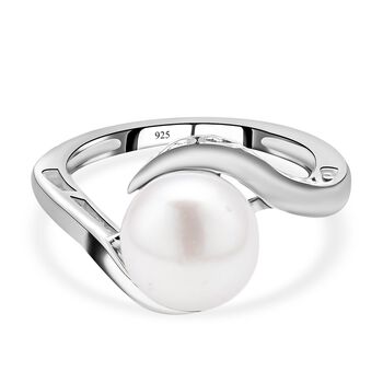 S&uuml;&szlig;wasserperlen-Ring, (9-10 mm), 925 Silber rhodiniert (Gr&ouml;&szlig;e 21.00)