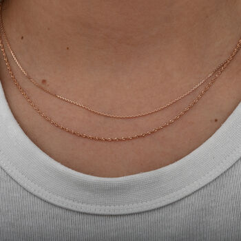 2er Set - Italienische Singapurkette und Ankerkette, 925 Silber ros&eacute;vergoldet ca. 45 cm ca. 2,46g