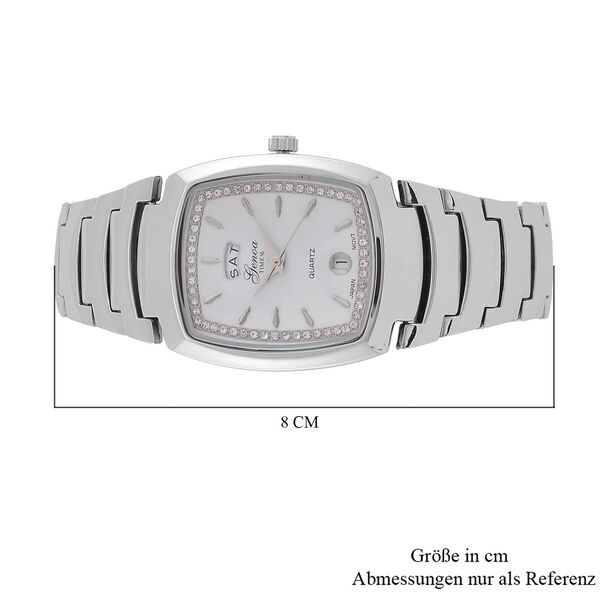 GENOA  - Eleganz-Uhr mit Mond- und Wochenanzeige, Japanisches Uhrwerk und Weißem Kristallzifferblatt, Reiner Edelstahl, 20 cm image number 8