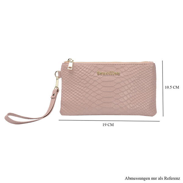 SENCILLEZ - 100% Leder Clutch, Rosa image number 6