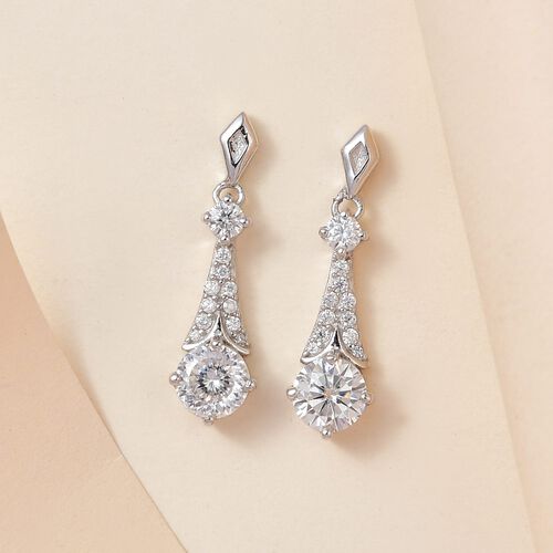 Moissanit Ohrringe, 925 Silber platiniert, ca. 2.00 ct image number 1