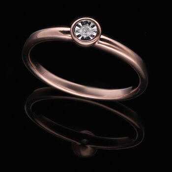 I2 Diamant Solit&auml;r Ring in Silber mit Ros&eacute;gold Vermeil