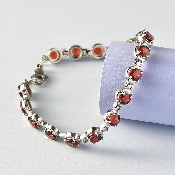 Rotes Granat-Armband, 19 cm, Edelstahl ca. 11,50 ct image number 2