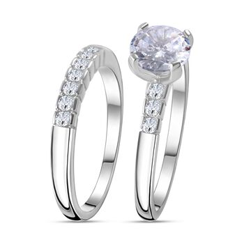Lustro Stella - Wei&szlig;er Zirkonia Doppelring, 925 Silber rhodiniert (Gr&ouml;&szlig;e 17.00)