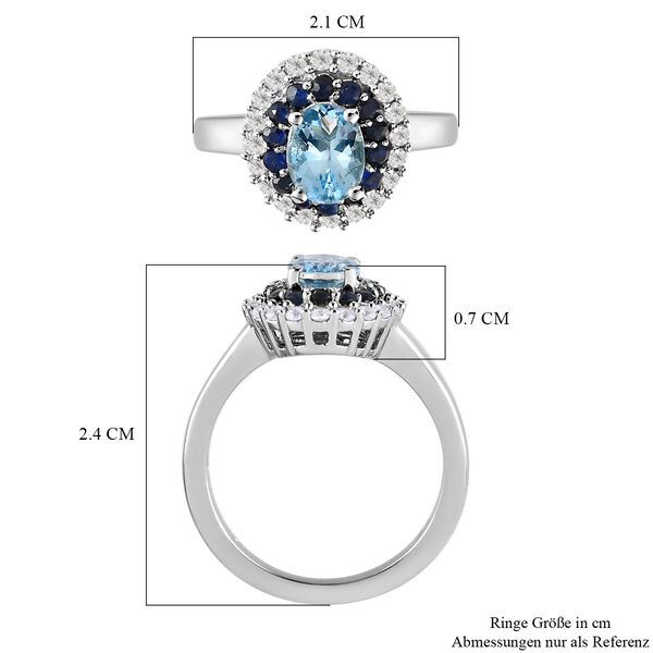 Espirito Santo Aquamarin und blauer Saphir-Ring, 925 Silber platiniert  ca. 1,40 ct image number 7