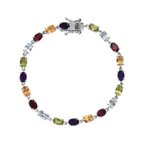Mehrfarbig Edelstein Armband ca. 18 cm 925 Silber platiniert ca. 9.46 ct