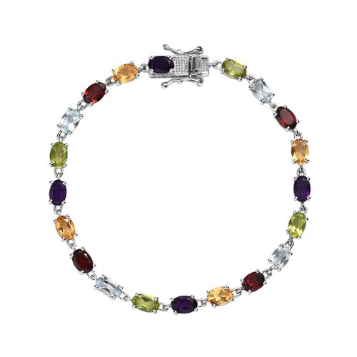 Mehrfarbig Edelstein Armband ca. 18 cm 925 Silber platiniert ca. 9.46 ct image number 0