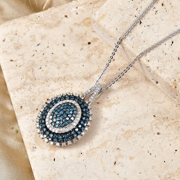 D'Joy Blauer Diamant Schmuckset ca. 50 cm 925 Silber Rhodiniert ca. 1,05 ct. image number 1