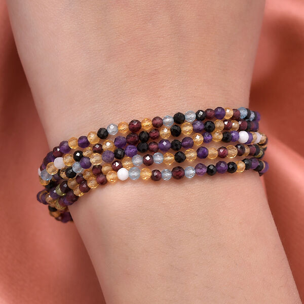 Schwarzes Spinell und afrikanisches Amethyst-Armband, ca. 19 cm, Edelstahl, ca. 58,95 ct image number 3