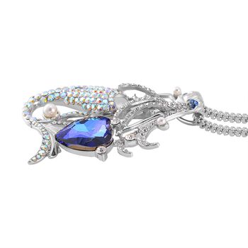 Blauer Magie Farbe Kristall, Kunststoff Perle Anh&auml;nger mit Kette ca. 71 cm + 5 cm Extender