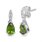 Nat&uuml;rlicher Chromdiopsid und Zirkon Ohrringe 925 Silber platiniert ca. 0,99 ct
