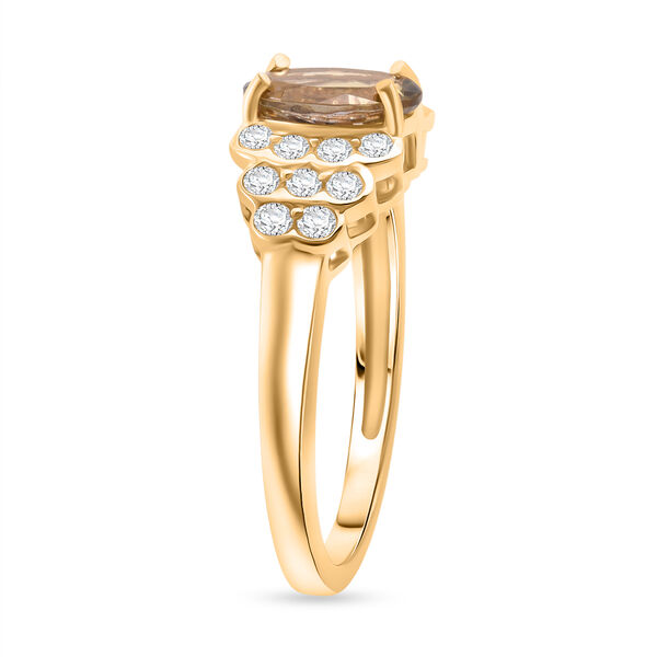 AAA Nat&uuml;rlicher goldener Tansanit, Wei&szlig;er Zirkon Ring 585 Gold (Gr&ouml;&szlig;e 20.00) ca. 2,22 ct image number 4