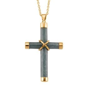 Natürlicher Olmek Jadeit Anhänger mit kettte, 925 Silber vergoldet ca. 15,00 ct.