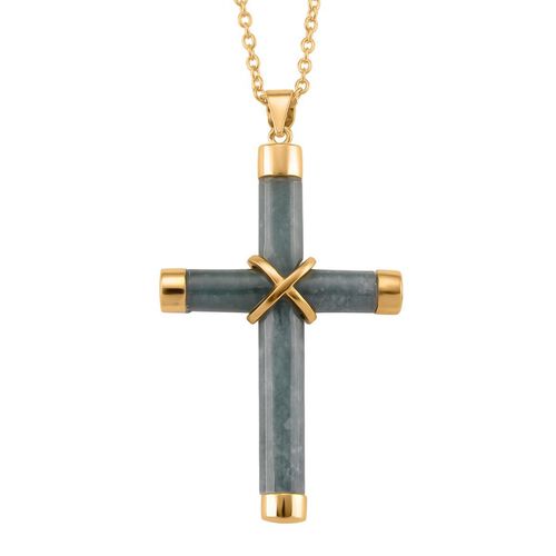 Natürlicher Olmek Jadeit Anhänger mit kettte, 925 Silber vergoldet ca. 15,00 ct. image number 0