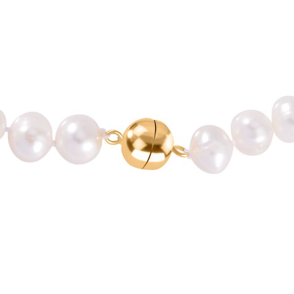 Weiße Süßwasser Perle Halskette, (9-10mm), ca. 50 cm, 925 Silber vergoldet image number 4