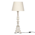 NAKKASHI - handgeschnitzte Stehlampe aus Mangoholz, inkl. Lampenschirm, weißes Finish