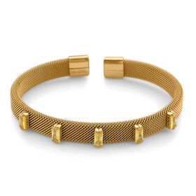 Gelber Kristall Armreif, flexibel, Reiner Edelstahl, goldfarben