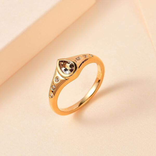 AA natürlicher, goldener Tansanit und Zirkon-Ring - 0,52 ct. image number 1