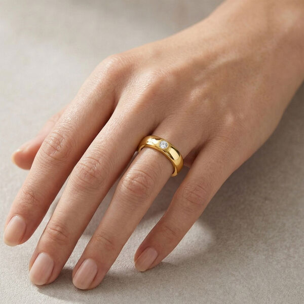 Solit&auml;r Bandring in Silber mit Gelbgold Vermeil image number 3