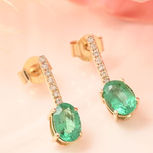 LUXORO zertifizierte und geprüfte AAA Kagem sambische Smaragd und Diamant-Ohrringe- 1,75 ct. image number 1