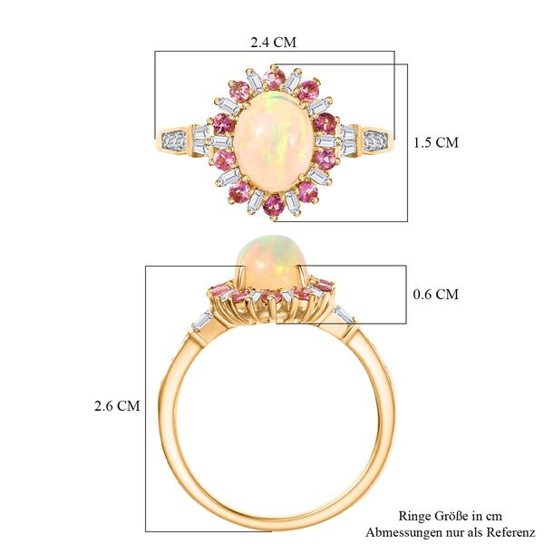 AA Natürlicher, äthiopischer Welo Opal, rosa Turmalin und Moissanit Ring - 1,95 ct. image number 7