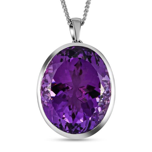 AAA Lusaka Amethyst-Solitär-Anhänger mit Kette in Silber, 51,34 ct. image number 0