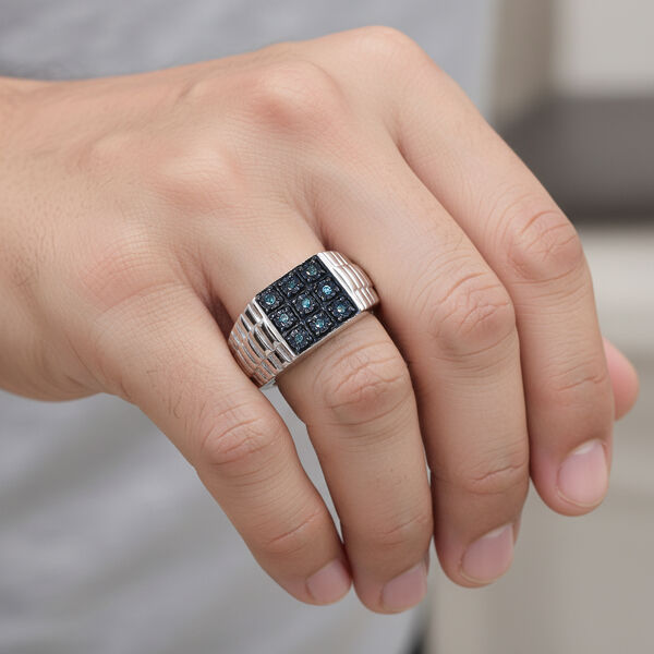 D'Joy blauer Diamant Herrenring image number 3