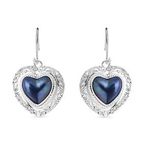 D'Joy Royal Bali - Blaue Mabe Perle Herz Ohrringe