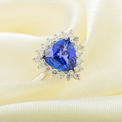 Rhapsody AAAA Tansanit, Weißer Diamant Ring 950 Platin (Größe 17.00) ca. 2,10 ct image number 1