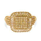 Gelber Diamant P Ring, 925 Silber Gelbgold Vermeil, (Größe 17.00), ca. 1.00 ct