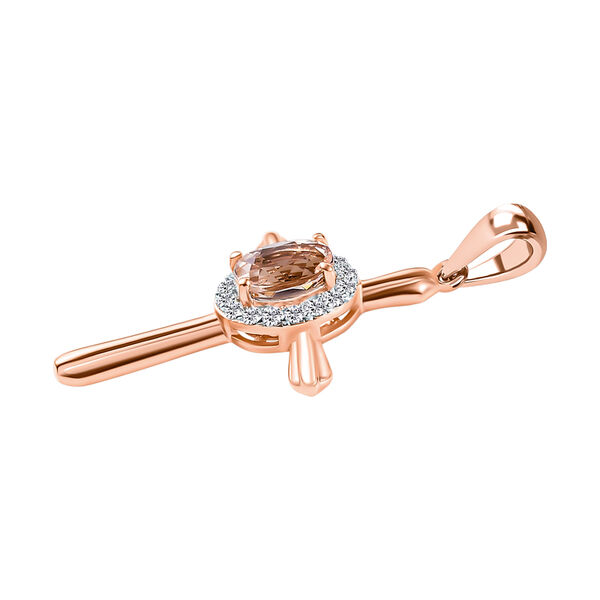 Morganit und wei&szlig;er Zirkon Kreuz-Anh&auml;nger, 925 Silber Ros&eacute;gold Vermeil ca. 1.04 ct image number 4