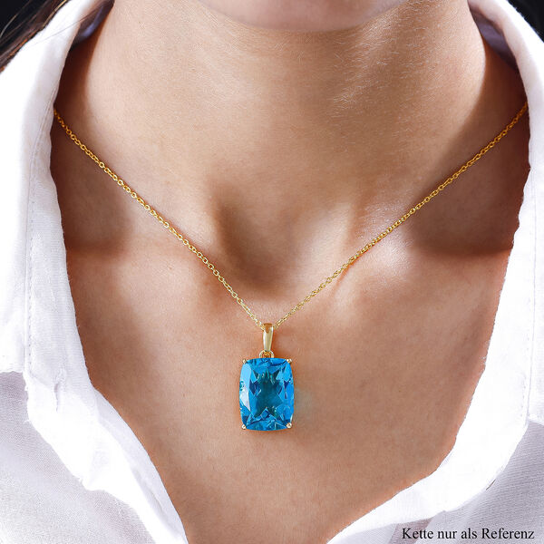 Capri-Blau Triplett Quarz-Solitär-Anhänger in Silber, 21,24 ct. image number 3