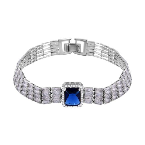 Blauer Kristall, Weißer Zirkonia Armband ca. 19 cm Reines Messing ca. 1.50 ct image number 0