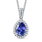 AA Tansanit, Weißer Zirkon Anhänger mit Kette, 925 Silber platiniert ca. 1.42 ct