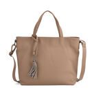 Echtleder-Tote-Bag mit Reißverschlussfach hinten, Doppeltragegriff und Schulterriemen, 35x10x33 cm, Khaki