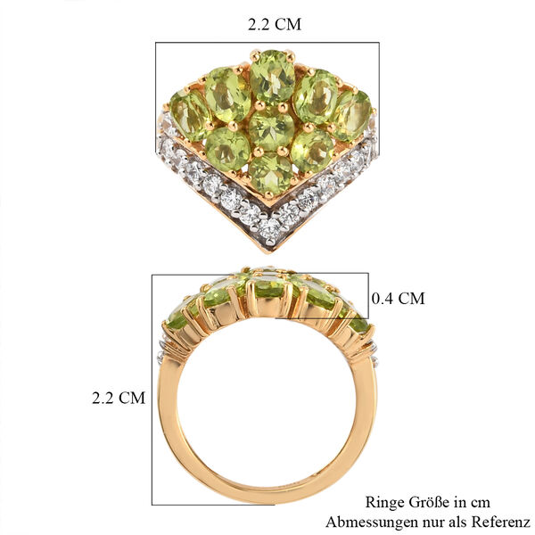 Nat&uuml;rlicher Peridot und Zirkon-Ring, 925 Silber vergoldet  ca. 3,95 ct image number 7