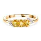 AA Gelber Saphir Ring 925 Silber 750 Gelb Vergoldet (Größe 17.00) ca. 0,70 ct