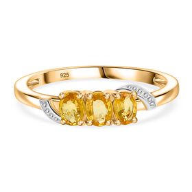 AA Gelber Saphir Ring 925 Silber 750 Gelb Vergoldet (Größe 17.00) ca. 0,70 ct AA Gelber Saphir Ring 925 Silber 750 Gelb Vergoldet (Größe 17.00) ca. 0,70 ct