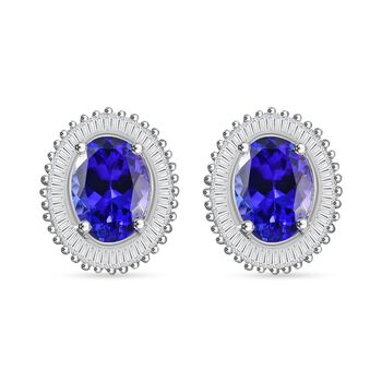 Rhapsody AAAA Tansanit, Wei&szlig;er Diamant Ohrringe 950 Platin ca. 2.72 ct