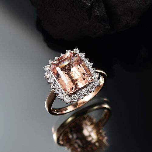 AAA Morganit, Weißer Diamant Ring 417 Gold (Größe 20.00) ca. 6,80 ct image number 1