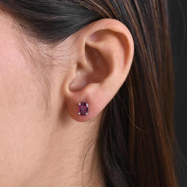 D'Joy AA Nat&uuml;rlicher Rhodolith Granat Ohrringe 925 Silber platiniert ca. 1.85 ct image number 2