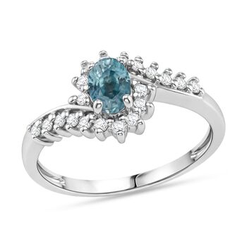 D'Joy Blauer Zirkon, Wei&szlig;er Zirkon Ring 925 Silber rhodiniert (Gr&ouml;&szlig;e 17.00) ca. 1,39 ct