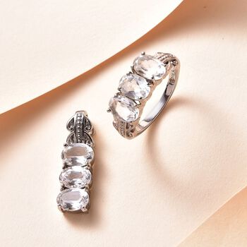 Wei&szlig;er Topas Schmuckset  Edelstahl ca. 5.43 ct