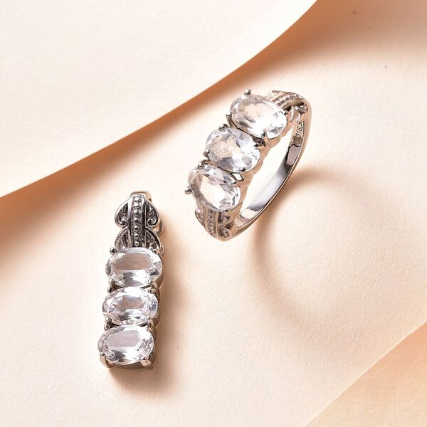 Wei&szlig;er Topas Schmuckset  Edelstahl ca. 5.43 ct image number 2