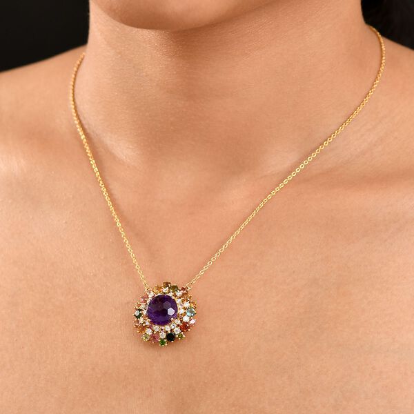 AA Afrikanische Amethyst, Multi-Turmalin und Moissanit Halskette, 45cm - 10,73 ct. image number 3