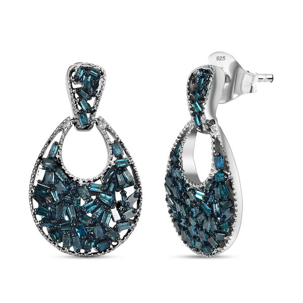 D'Joy Blauer Diamant Ohrringe 925 Silber rhodiniert ca. 1,02 ct. image number 0