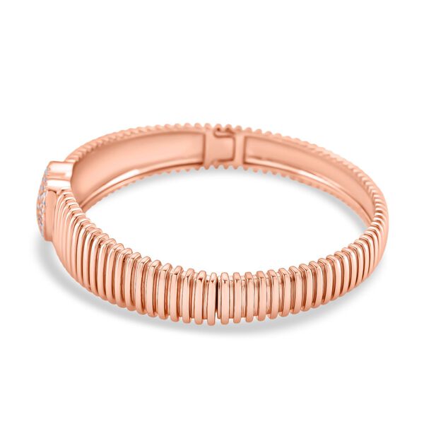 Weißer Zirkonia Armreif ca. 19 cm Nickelfreies Messing, Roséfarben image number 4