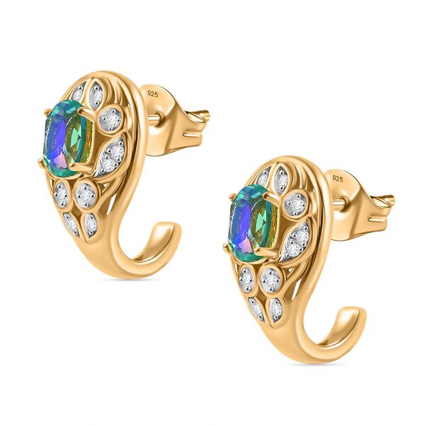 Pfau Quarz Triplett und Zirkon Ohrringe - 1,48 ct. image number 4