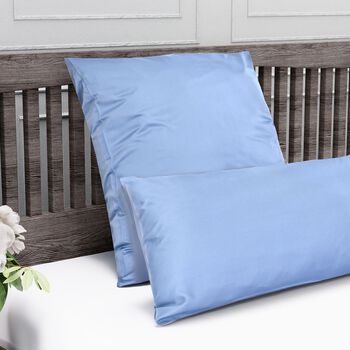 Serenity Night - 2er-Set Kissenbez&uuml;ge aus Bambus, atmungsaktiv, temperaturausgleichend, hypoallergen - 80x80cm und 40x80cm, Blau