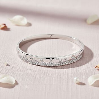 Wei&szlig;er Zirkonia Armreif ca. 19 cm Nickelfreies Messing, Silberfarben